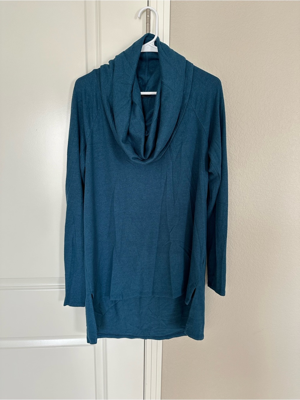 Gibson Teal Cowl Tunic Sweater